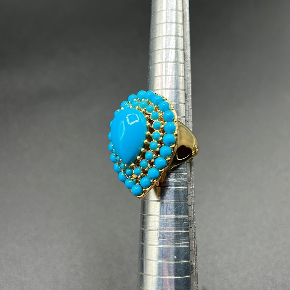#10 Vintage Turquoise Cocktail Ring by Kenneth Jay Lane, KJL SZ 7